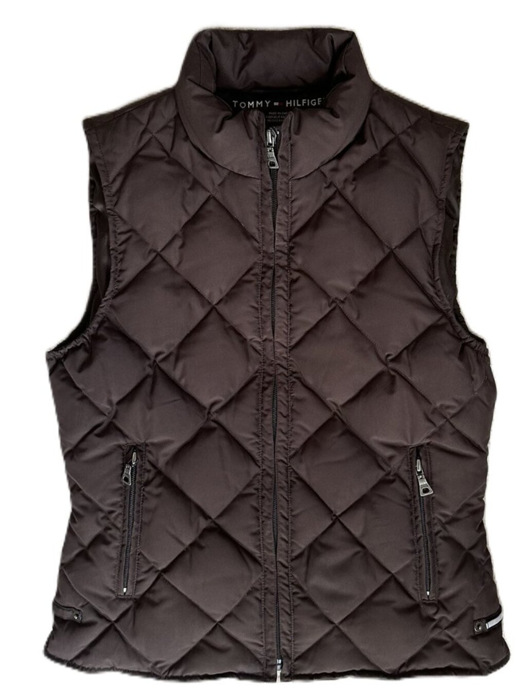 Tommy Hilfiger Women's Brown Quilted Down Puffer Vest SZ XS Like New Condition